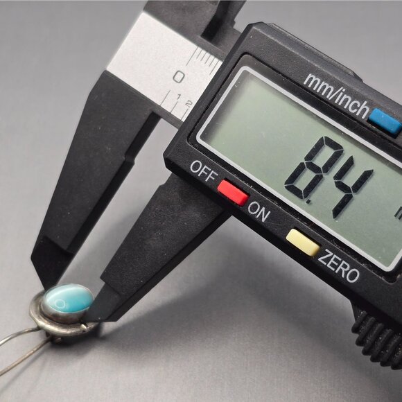 SEZGIN Sterling Silver Drop Earrings 1" Blue Cat’s Eye Signed 925 Oval 4.35g - Picture 7 of 12